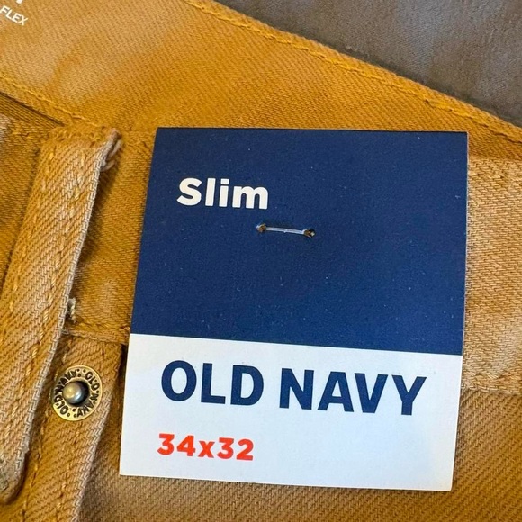 NWT Old Navy Men's Slim Straight Jeans -34x32 Mustard - Picture 4 of 6